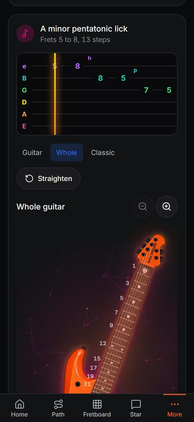 Play along in the Guitar Efficiency app